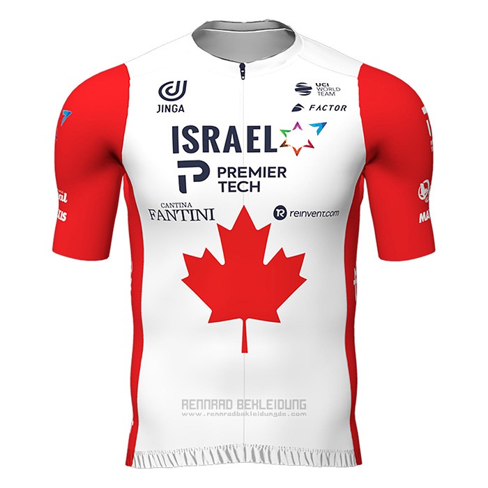 2022 Fahrradbekleidung Kanada Champion Israel Cycling Academy Rot Trikot Kurzarm und Tragerhose - zum Schließen ins Bild klicken